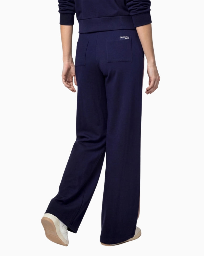 Monari Striped Straight-Leg Trousers in navy back view
