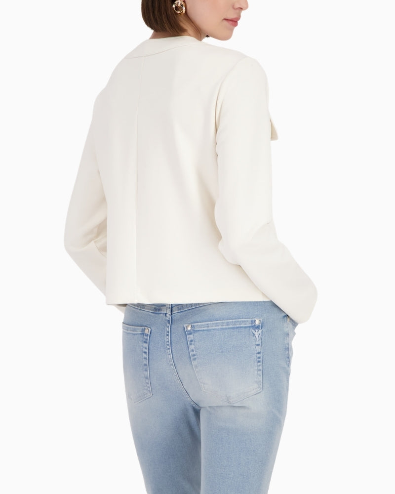 Monari Sweat Jacket With Flap Pockets in Beige back view