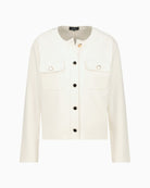 Monari Sweat Jacket With Flap Pockets in Beige flat front view
