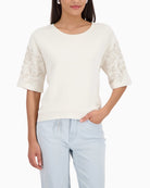 Monari Sweatshirt With Pearl Embellishment front view – Áines Boutique