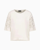 Monari Sweatshirt With Pearl Embellishment flat lay front view – Áines Boutique