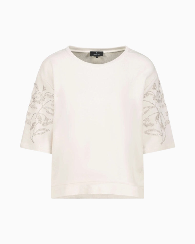 Monari Sweatshirt With Pearl Embellishment flat lay front view – Áines Boutique