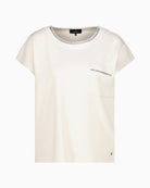 Monari Sweatshirt with Embellished Collar in cream fabric detail