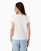 Monari T-shirt with Palm Tree Print in cream back view