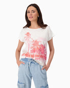 Monari T-shirt with Palm Tree Print in cream front view