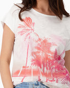 Monari T-shirt with Palm Tree Print in cream print detail