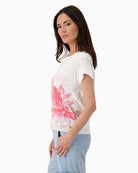 Monari T-shirt with Palm Tree Print in cream side view