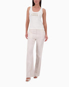 Woman wearing Monari Top With Jewelry Detail full length – Áines Boutique