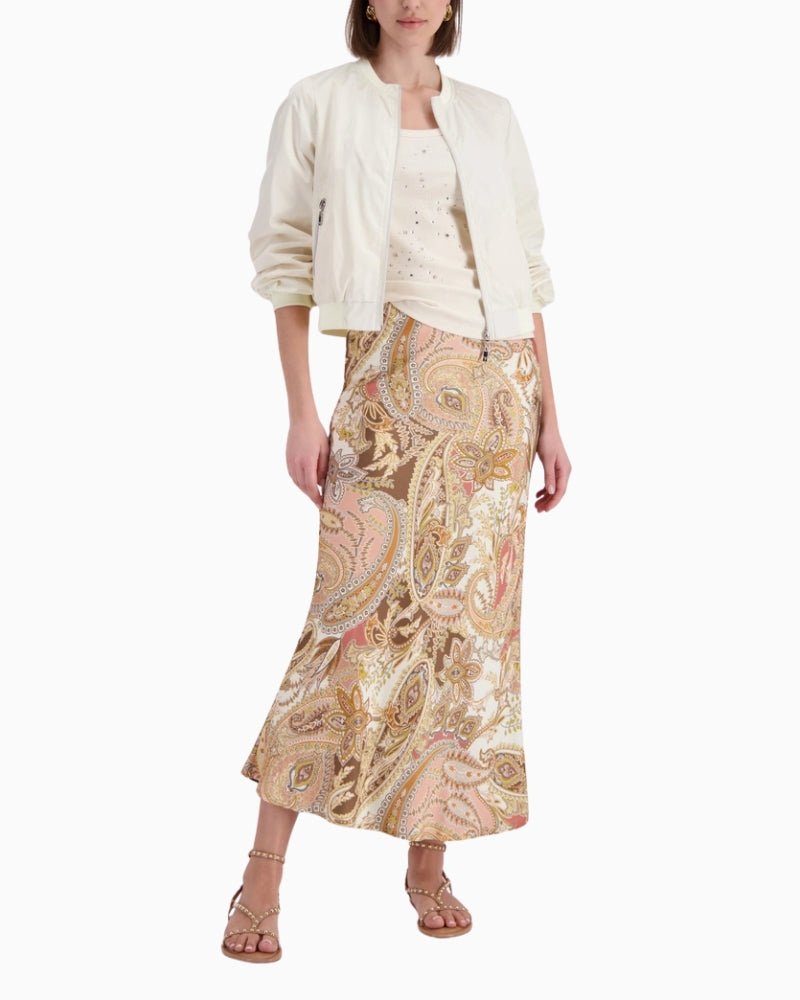 Monari Top with Rhinestone Details in cream front view