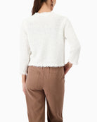 Monari Tweed Knitted Cardigan in white back view