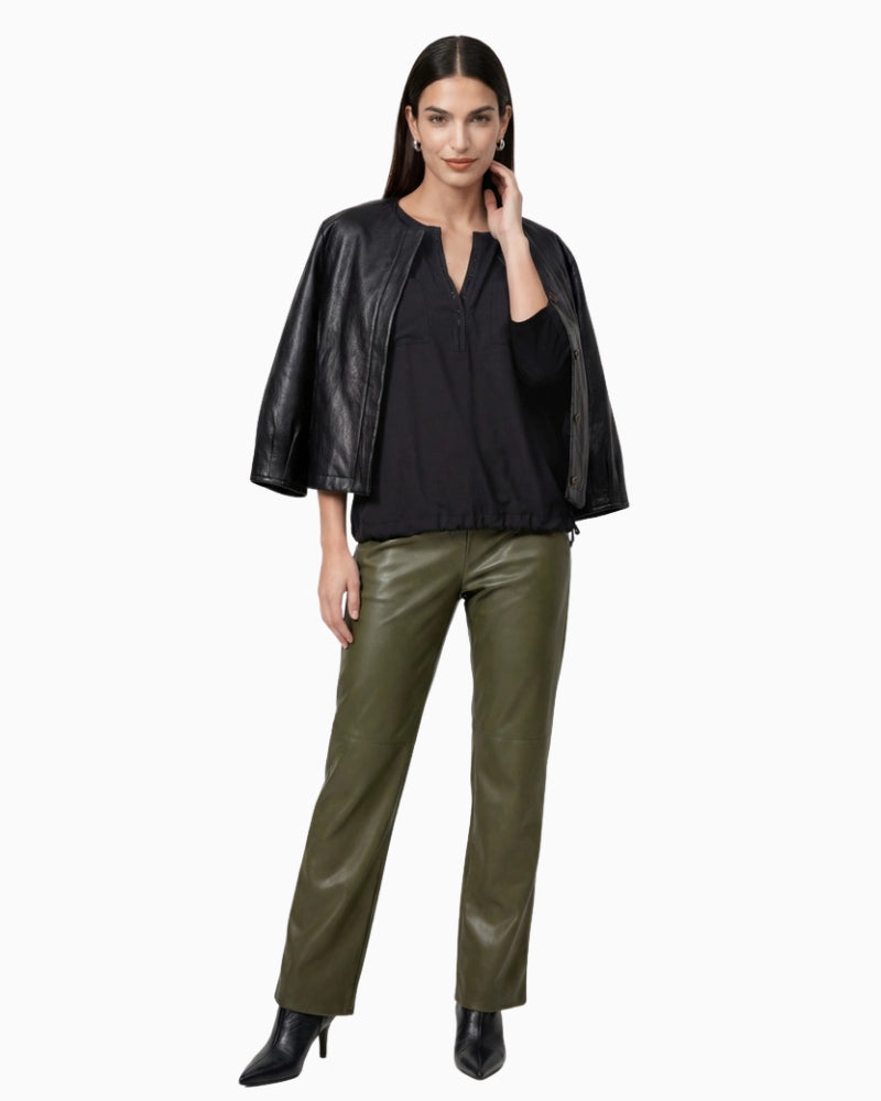 Monari V-Neck Blouse in black model view