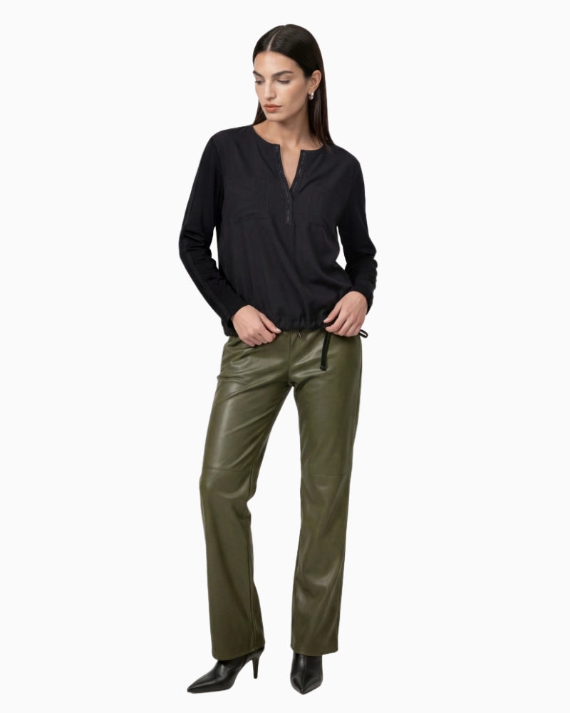 Monari V-Neck Blouse in black styled view