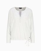 Monari V-Neck Blouse in off white drawstring hem detail