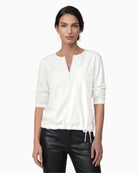 Monari V-Neck Blouse in off white front view