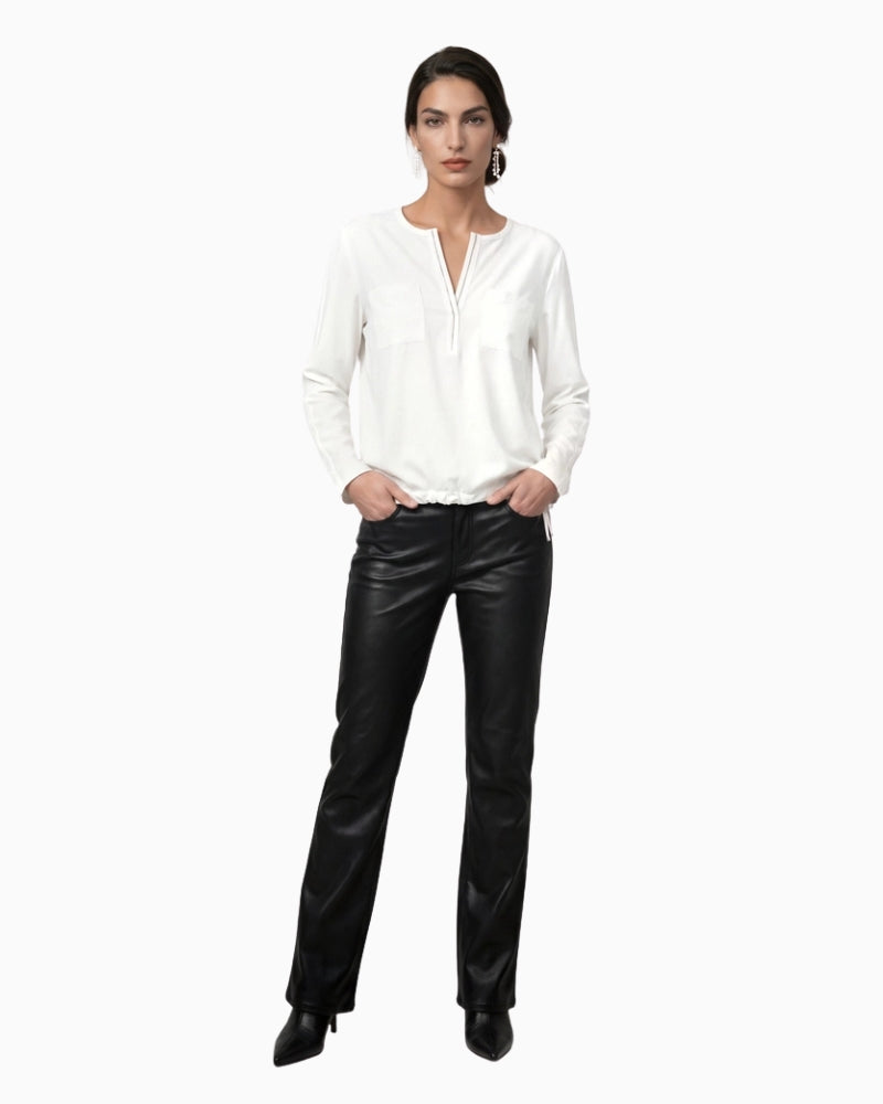 Monari V-Neck Blouse in off white model view