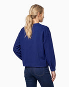 Monari Velvet Ribbon Trim Sweatshirt in navy back view