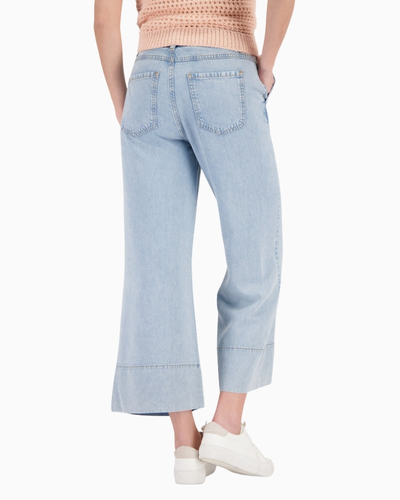 Monari Wide Leg Jeans in Light Blue Denim back view