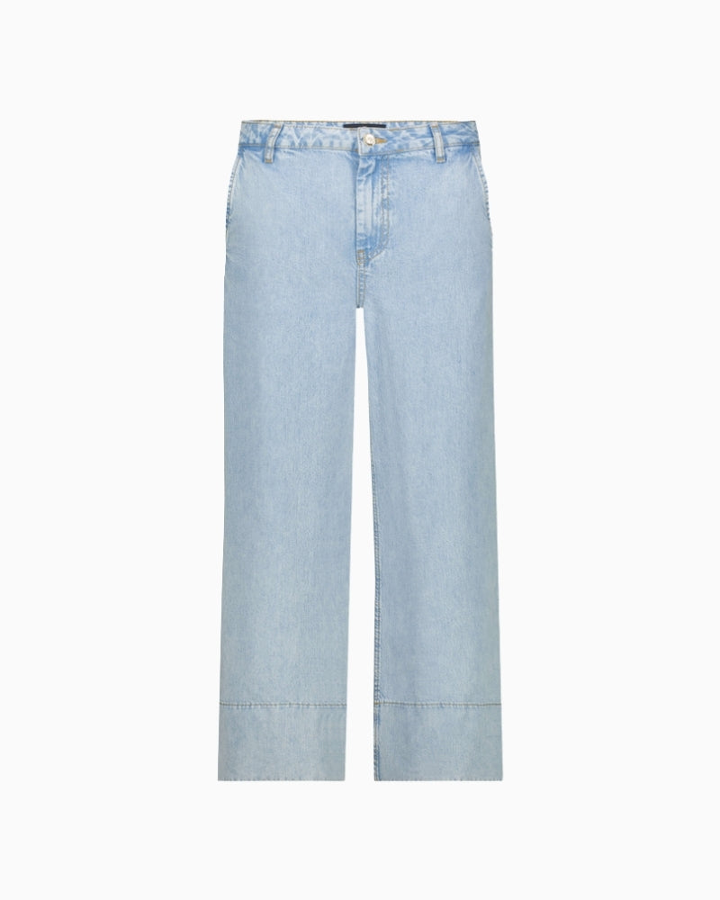 Monari Wide Leg Jeans in Light Blue Denim flat front view