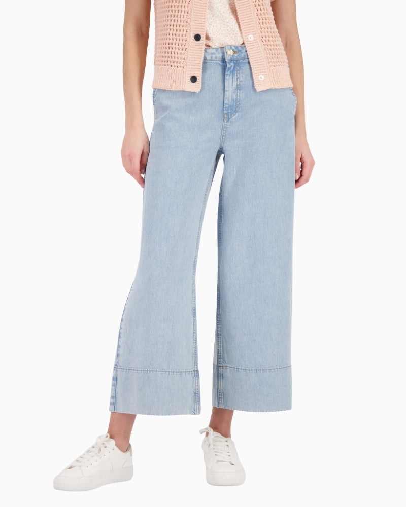 Monari Wide Leg Jeans in Light Blue Denim front view