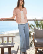 Monari Wide Leg Jeans in Light Blue Denim model worn front view