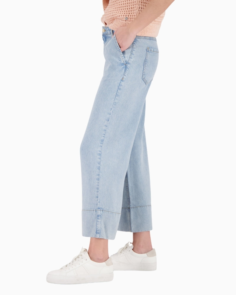 Monari Wide Leg Jeans in Light Blue Denim side view