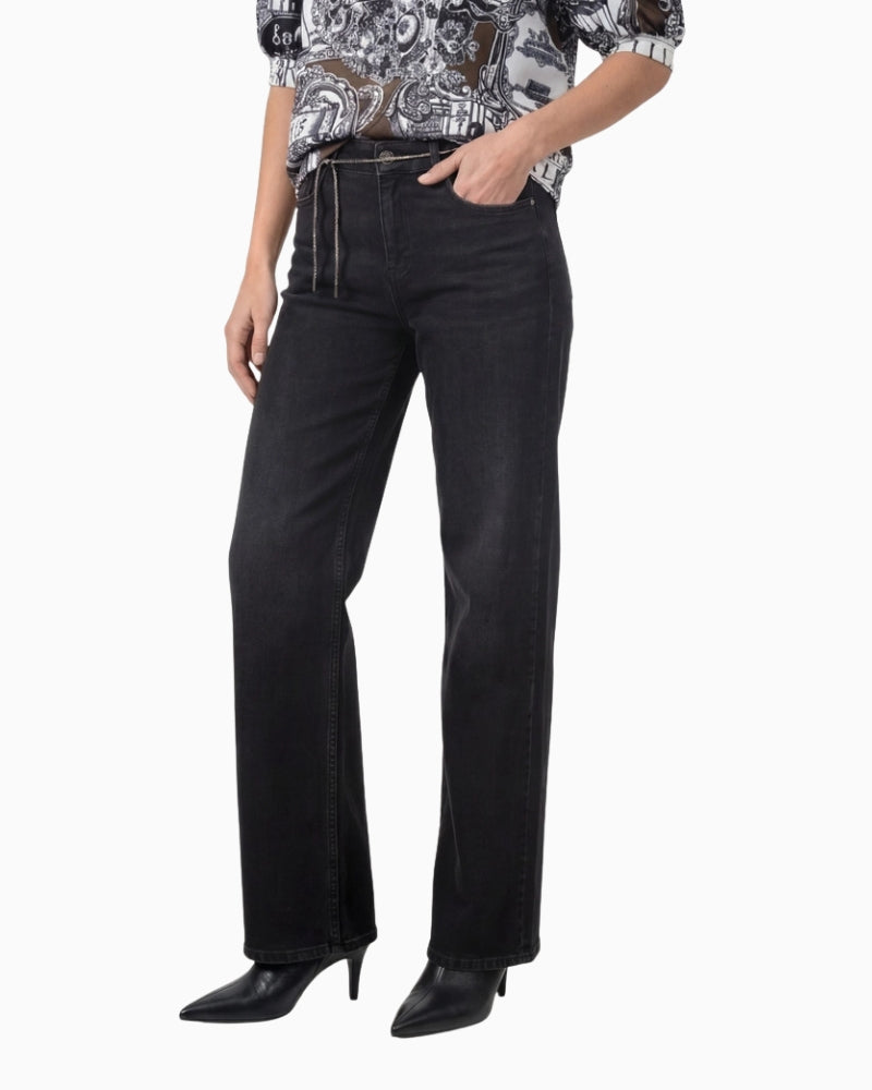 Monari Wide Leg Jeans in dark grey front view
