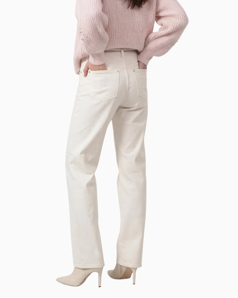 Monari Wide Leg Jeans in off white back pocket detail