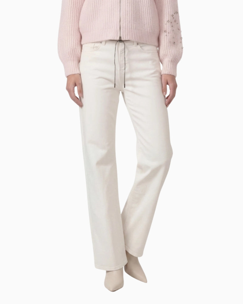 Monari Wide Leg Jeans in off white front view