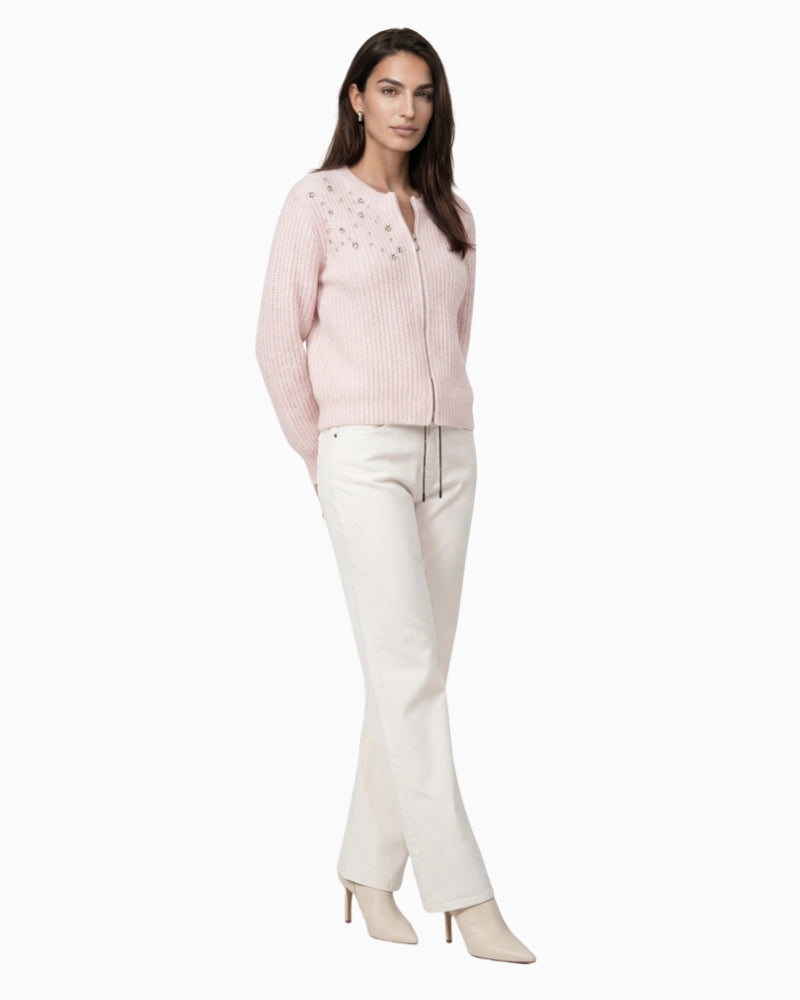 Monari Wide Leg Jeans in off white side detail
