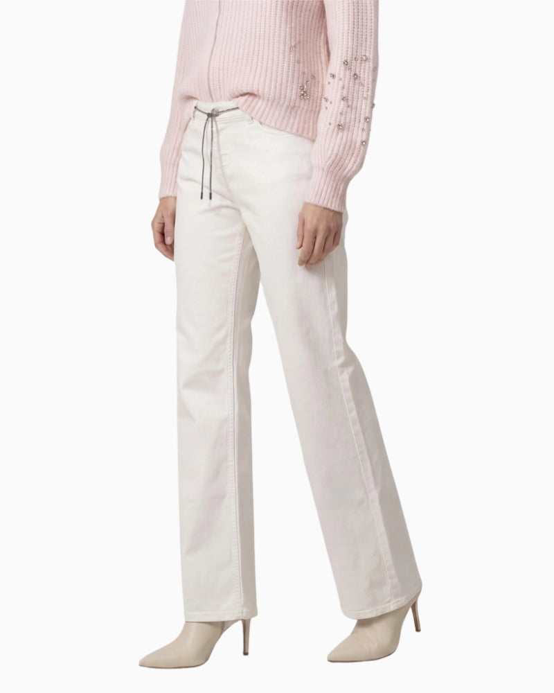 Monari Wide Leg Jeans in off white side view