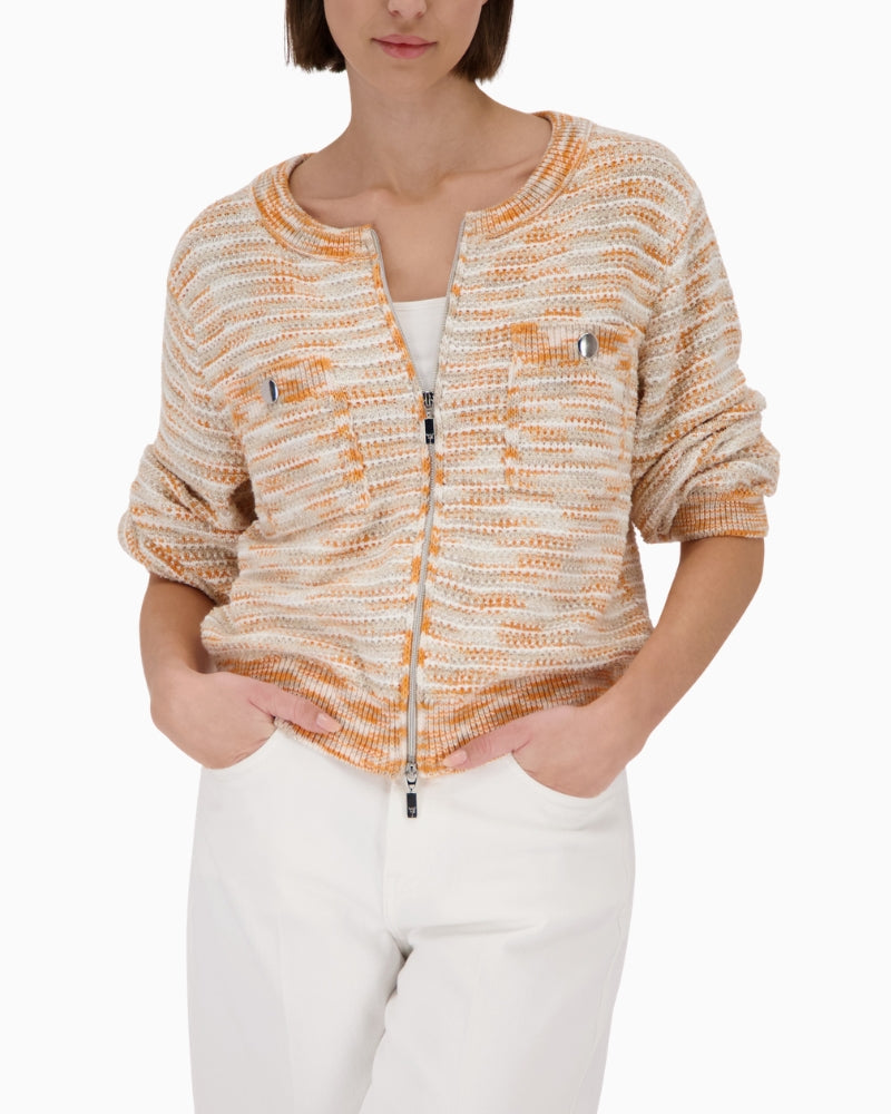 Monari woven texture cardigan front view woman wearing – Áines Boutique