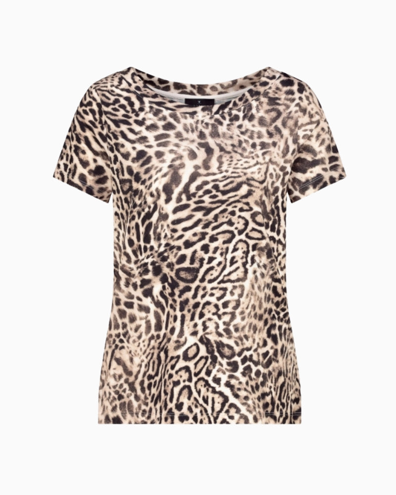 Monari leopard print t-shirt neckline detail