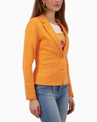 Monari orange sweat blazer side view with long sleeves