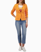 Monari orange sweat blazer front view with button closure