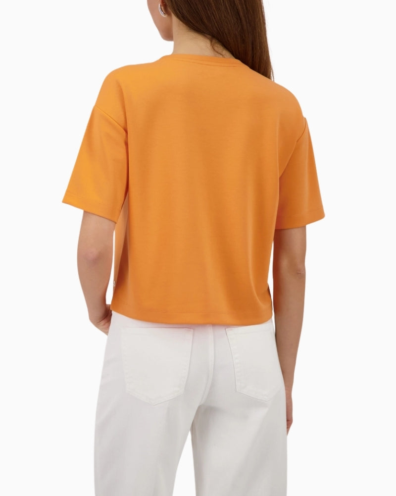 Monari orange sweatshirt with rhinestones back view relaxed fit