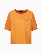 Monari orange sweatshirt with rhinestones front flat view chest detail