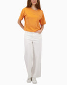 Monari orange sweatshirt with rhinestones back view relaxed fit
