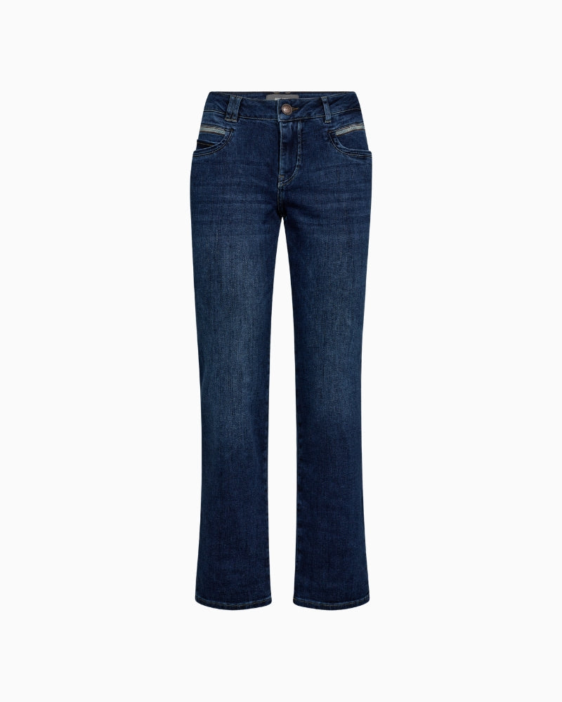 Front view of Mos Mosh Carla Naomi jeans with mid-rise and pocket decoration
