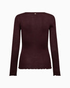 Mos Mosh ribbed wool blend top with long sleeves and ruffled hem