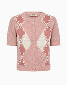 Mos Mosh Elio SS Knit Cardigan front view pink knit | Áines Boutique