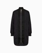 Black quilted jacket by Mos Mosh with contrast front zip and O-neckline