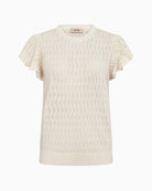 Mos Mosh Ganna Pattern O-Neck knit top front view
