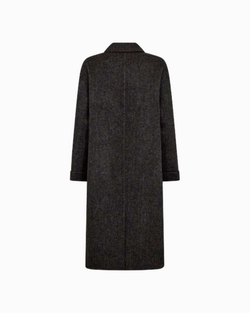 Back view of Lucca Barkley wool coat by Mos Mosh in mélange pattern