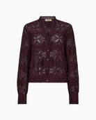 Front view of Monia Yen Lace Shirt showing intricate see-through lace pattern