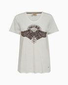 Mos Mosh Nadine Deco Tee in white cotton with embroidered and beaded angel wing front