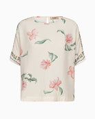 Mos Mosh Palma Big Orchid Blouse front view floral print | Áines Boutique