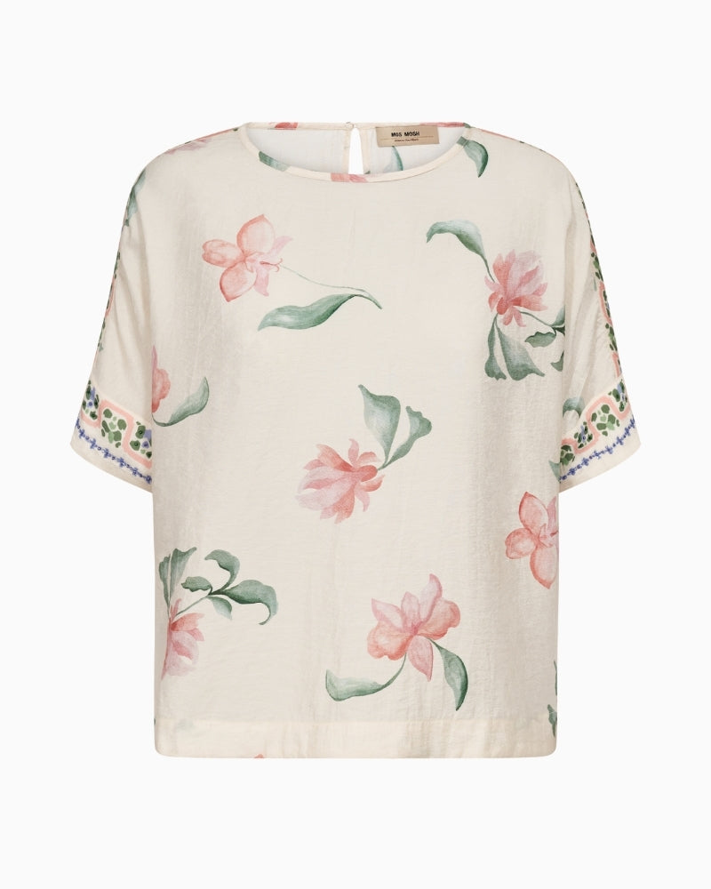 Mos Mosh Palma Big Orchid Blouse front view floral print | Áines Boutique