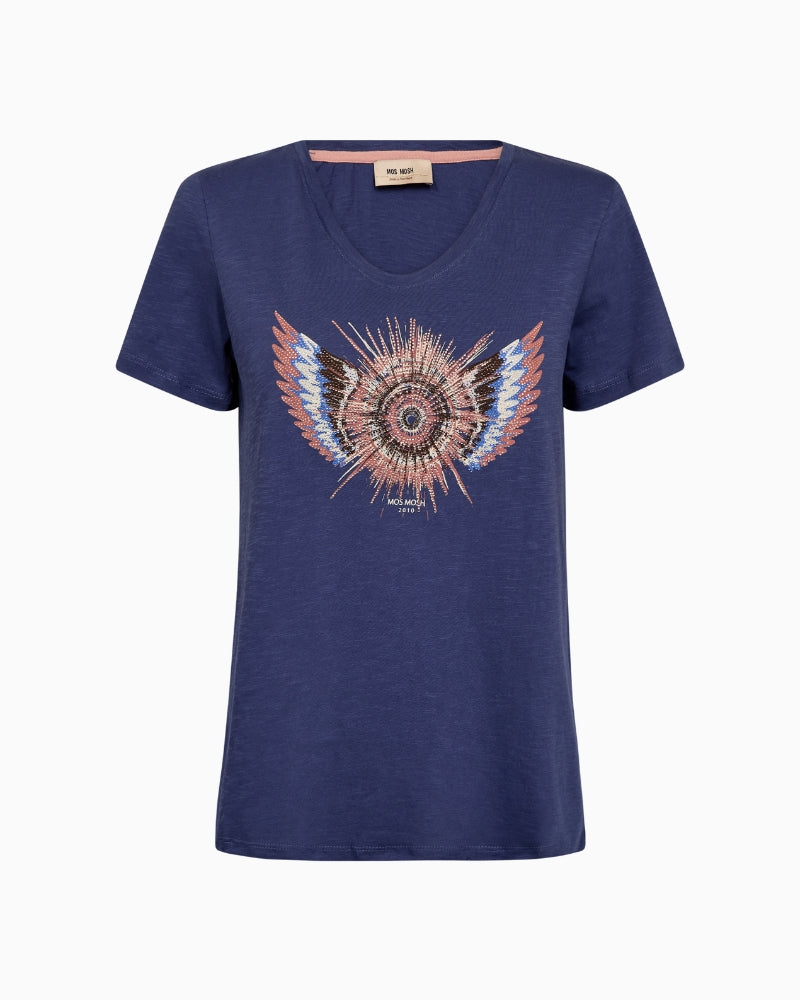 Mos Mosh Romi Gethi O-SS Glam Tee front view graphic detail | Áines Boutique