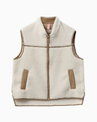 Rowe teddy waistcoat with zip front and contrast piping in relaxed fit