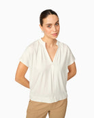 Mos Mosh Shira Tee front view V-neck design | Áines Boutique